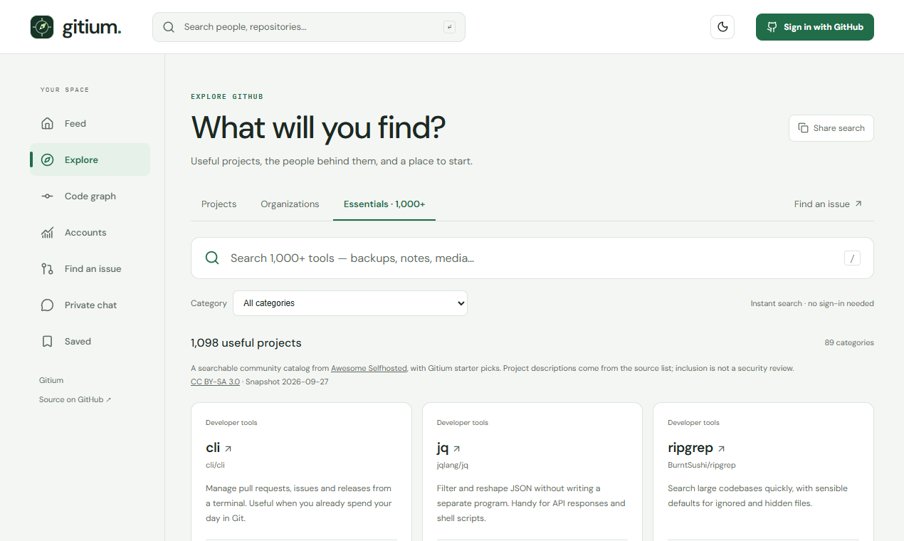 Gitium's searchable Essentials collection